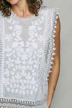Load image into Gallery viewer, POL Botanical Lace Embroidered Sleeveless Blouse in Off White
