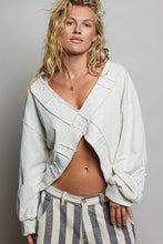 Load image into Gallery viewer, POL French Terry Open Front Patched Detailed Top in Oatmeal
