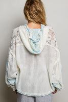POL Floral Patchwork Balloon Sleeve Top in Off White/Blue