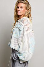 Load image into Gallery viewer, POL Floral Patchwork Balloon Sleeve Top in Off White/Blue
