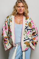 POL Embroidered Kimono Top in Natural Multi ON ORDER