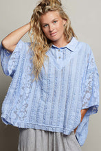 Load image into Gallery viewer, POL OVERSIZED Vintage Lace Collared Poncho Top in Evening Blue

