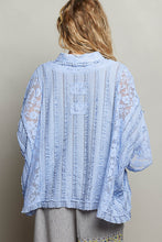Load image into Gallery viewer, POL OVERSIZED Vintage Lace Collared Poncho Top in Evening Blue
