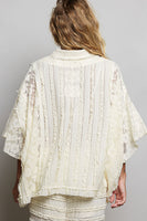 POL OVERSIZED Vintage Lace Collared Poncho Top in Natural