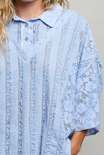 Load image into Gallery viewer, POL OVERSIZED Vintage Lace Collared Poncho Top in Evening Blue
