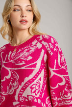 Load image into Gallery viewer, Umgee Floral Knit Sweater in Hot Pink
