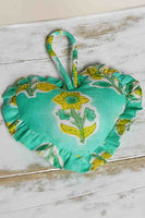 POL Floral Heart Quilted Charm in Mint