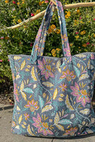POL Quilted Jumbo Woven Tote in Charcoal