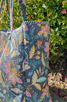 POL Quilted Jumbo Woven Tote in Charcoal