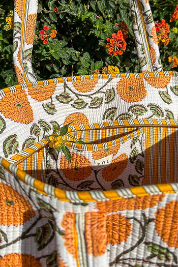 POL Quilted Jumbo Woven Tote in Honey Floral