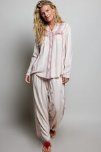 Load image into Gallery viewer, POL Embroidered Yoke Button Front Blouse in Rose Pink
