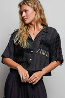 POL OVERSIZED Cropped Top in Black