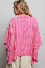 Load image into Gallery viewer, POL OVERSIZED Vintage Lace Collared Poncho Top in Fuschia
