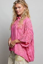 Load image into Gallery viewer, POL OVERSIZED Vintage Lace Collared Poncho Top in Fuschia
