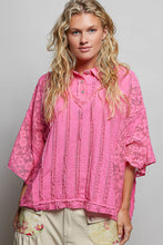 Load image into Gallery viewer, POL OVERSIZED Vintage Lace Collared Poncho Top in Fuschia
