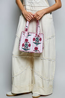 POL Mini Quilted Cotton Tote Bag in Ivory Multi