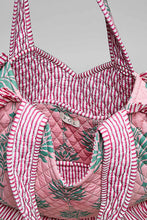 Load image into Gallery viewer, POL Ruffle Trim Quilted Heart Tote Bag in Pink Multi
