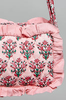 POL Ruffle Trim Quilted Crossbody Bag in Pink Multi