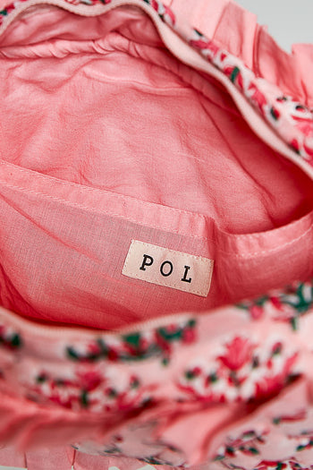 POL Ruffle Trim Quilted Crossbody Bag in Pink Multi