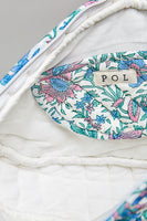 POL Ruffle Trim Quilted Cotton Crossbody Bag in Blue Multi