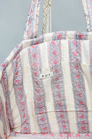 POL Hand Block Print Quilted Cotton Tote Bag in Ivory Multi