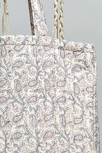 Load image into Gallery viewer, POL Hand Block Print Quilted Cotton Tote Bag in Ivory Multi
