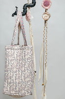 POL Hand Block Print Quilted Cotton Tote Bag in Ivory Multi