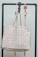 POL Hand Block Print Quilted Cotton Tote Bag in Ivory Multi