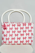 Load image into Gallery viewer, POL Bow Printed Quilted Pouch in Pink Multi
