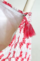 POL Bow Printed Quilted Pouch in Pink Multi
