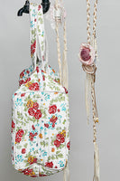 POL Contrast Piping Quilted Cotton Tote Bag in Ivory Multi