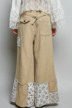 Load image into Gallery viewer, POL Double Gauze Patched Wide Leg Pants in Latte Multi
