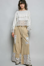 Load image into Gallery viewer, POL Double Gauze Patched Wide Leg Pants in Latte Multi
