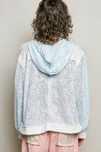Load image into Gallery viewer, POL Textured Open Knit Hooded Top in Blue Multi

