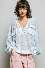 Load image into Gallery viewer, POL Textured Open Knit Hooded Top in Blue Multi
