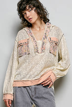 Load image into Gallery viewer, POL Textured Open Knit Hooded Top in Cream Multi
