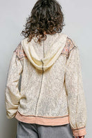 POL Textured Open Knit Hooded Top in Cream Multi