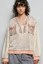 Load image into Gallery viewer, POL Textured Open Knit Hooded Top in Cream Multi
