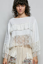 Load image into Gallery viewer, POL Gauze and Sheer Lace Top in Off White
