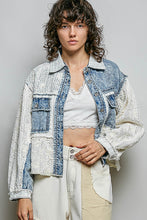 Load image into Gallery viewer, POL Patchwork Twill Button-Up Shirt in Denim Multi
