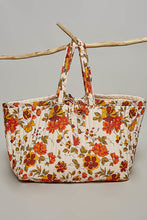 Load image into Gallery viewer, POL Jumbo Quilted Cotton Drawstring Tote Bag in Cream Multi
