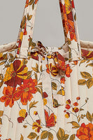 POL Jumbo Quilted Cotton Drawstring Tote Bag in Cream Multi