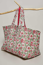 Load image into Gallery viewer, POL Jumbo Quilted Cotton Drawstring Tote Bag in Pink Multi
