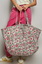 Load image into Gallery viewer, POL Jumbo Quilted Cotton Drawstring Tote Bag in Pink Multi

