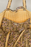 POL Jumbo Quilted Cotton Drawstring Tote Bag in Honey Multi