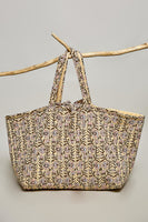 POL Jumbo Quilted Cotton Drawstring Tote Bag in Honey Multi