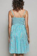 Load image into Gallery viewer, POL Contrasting Vertical Stripe Mini Dress in Aqua Multi
