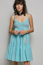 Load image into Gallery viewer, POL Contrasting Vertical Stripe Mini Dress in Aqua Multi
