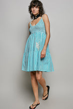 Load image into Gallery viewer, POL Contrasting Vertical Stripe Mini Dress in Aqua Multi
