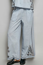 Load image into Gallery viewer, POL Cotton Embroidered Pants in Sky Multi
